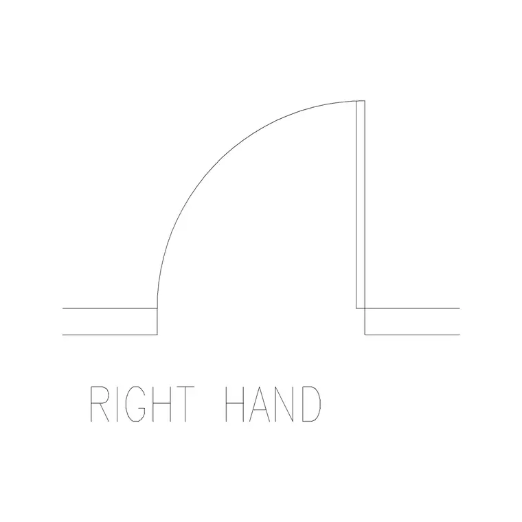 Right Hand 787 Mm Wide Door DWG CAD block thumbnail — doors drawing
