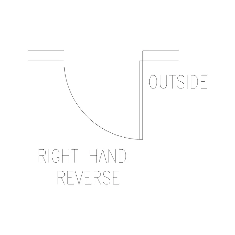 Right Hand 787 Mm Wide Reverse Door DWG CAD block thumbnail — doors drawing