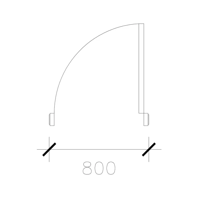 Right Hand 800 Mm Wide Reverse Door DWG CAD block thumbnail — doors drawing