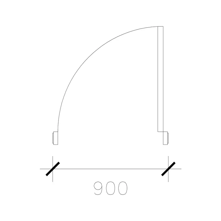 Right Hand 900 Mm Wide Door DWG CAD block thumbnail — doors drawing
