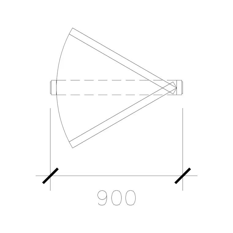 Right Hand 900 Mm Wide Double Swing Door DWG CAD block thumbnail — doors drawing
