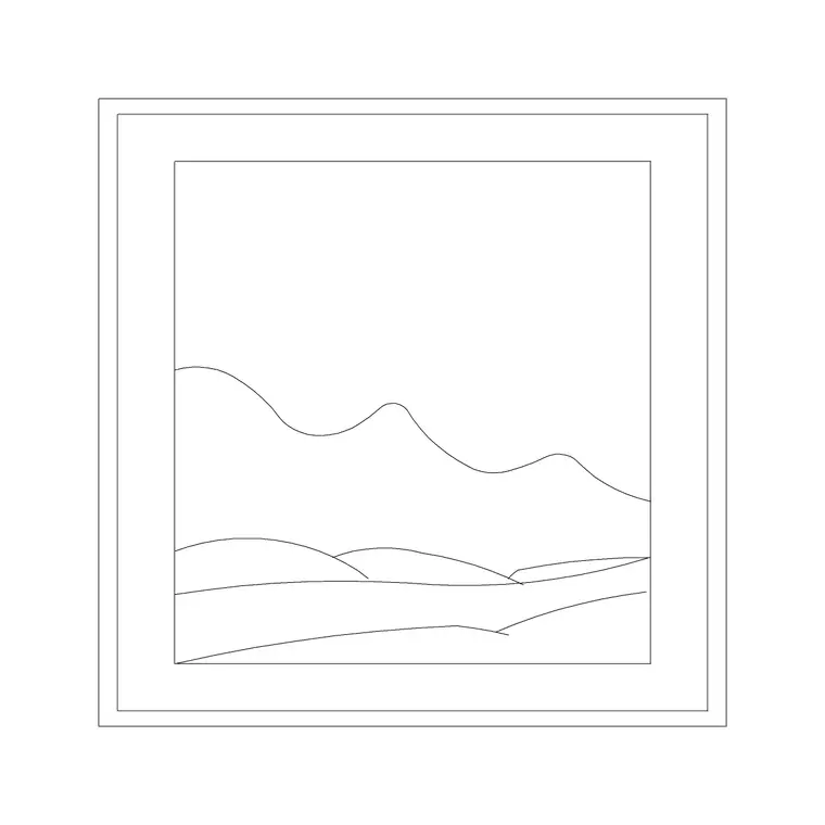 River Moutain Picture Frame CAD block DWG — plan and elevation view
