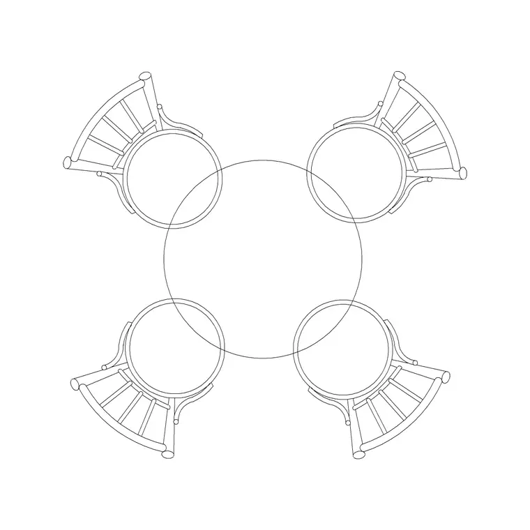 Round 4P Dining Table DWG CAD block thumbnail — furniture drawing