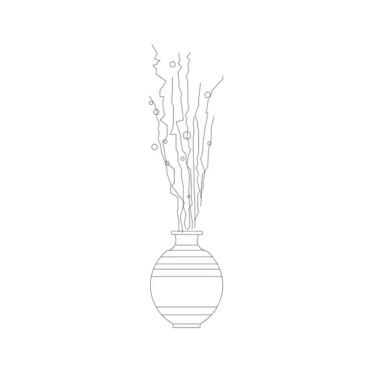 Round Pot Plant Without Leaves DWG CAD block thumbnail — accessories drawing