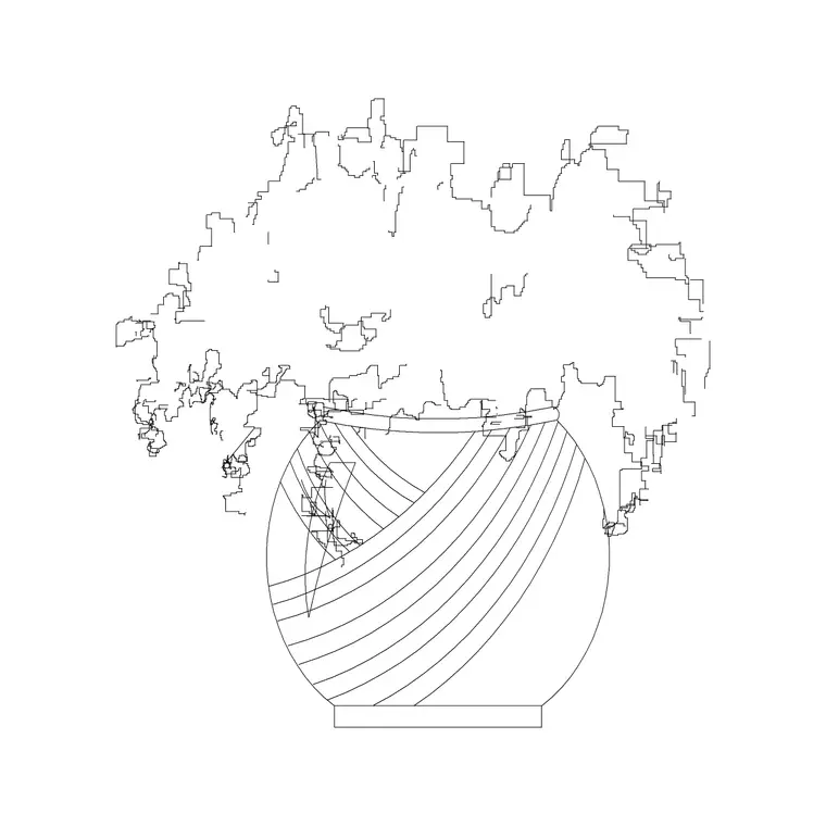 Round Pot Plant DWG CAD block thumbnail — trees & plants drawing