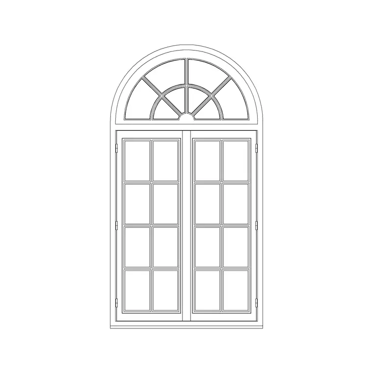 Round Side Roman Windows (2) DWG CAD block thumbnail — windows drawing