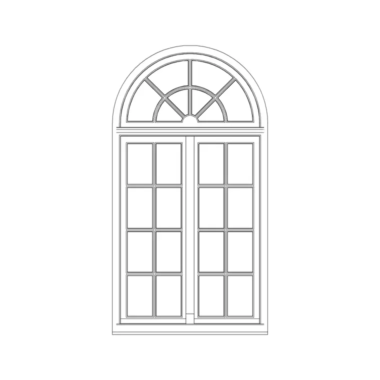 Round Side Roman Windows DWG CAD block thumbnail — windows drawing