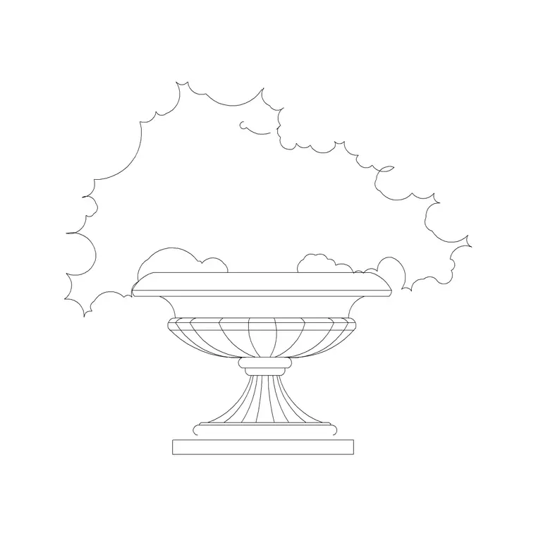 Round Vase With Plant 1 DWG CAD block thumbnail — accessories drawing