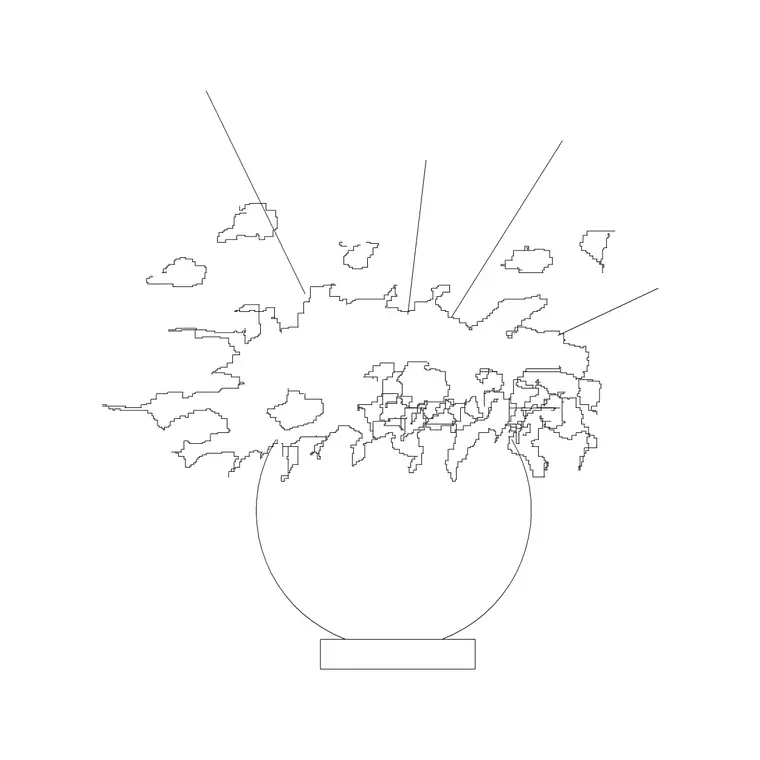Round Vase With Plant 2 DWG CAD block thumbnail — accessories drawing