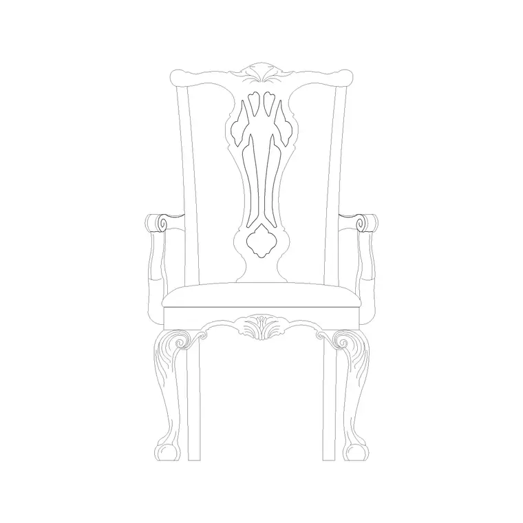 Royal Chair Ele DWG CAD block thumbnail — furniture drawing