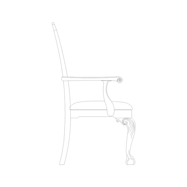 Royal Wooden Chair Side Ele DWG CAD block thumbnail — furniture drawing