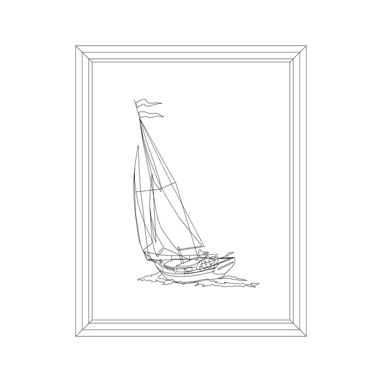 Sailing Ship Frame CAD block DWG — plan and elevation view