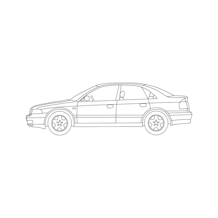 Sedan Car (2) DWG CAD block thumbnail — vehicles drawing