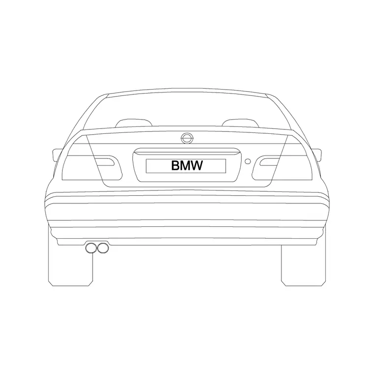 Sedan Car Back Ele (2) DWG CAD block thumbnail — vehicles drawing