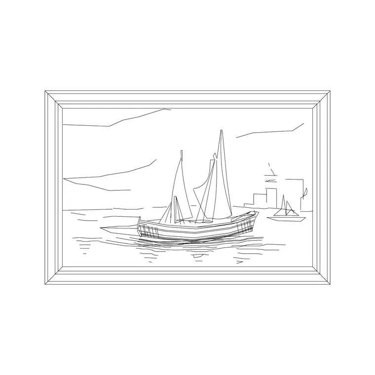 Ship Picture Frame DWG CAD block thumbnail — accessories drawing