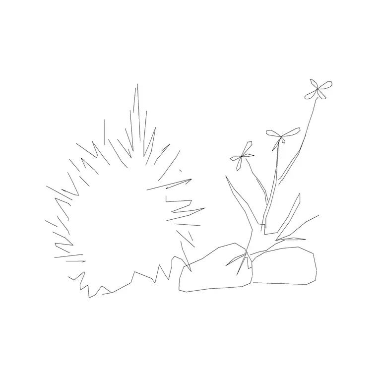Shrubs Ele With Stone 1 DWG CAD block thumbnail — trees & plants drawing