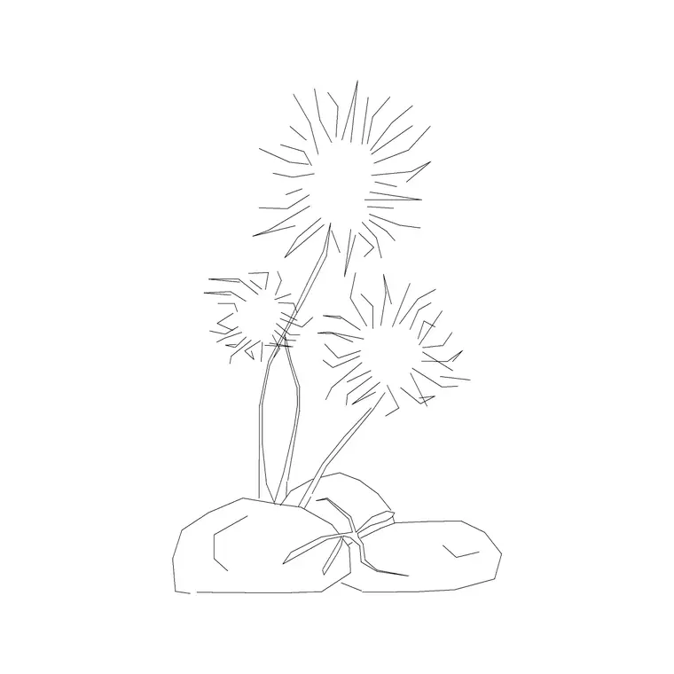 Shrubs Ele With Stone 2 DWG CAD block thumbnail — trees & plants drawing