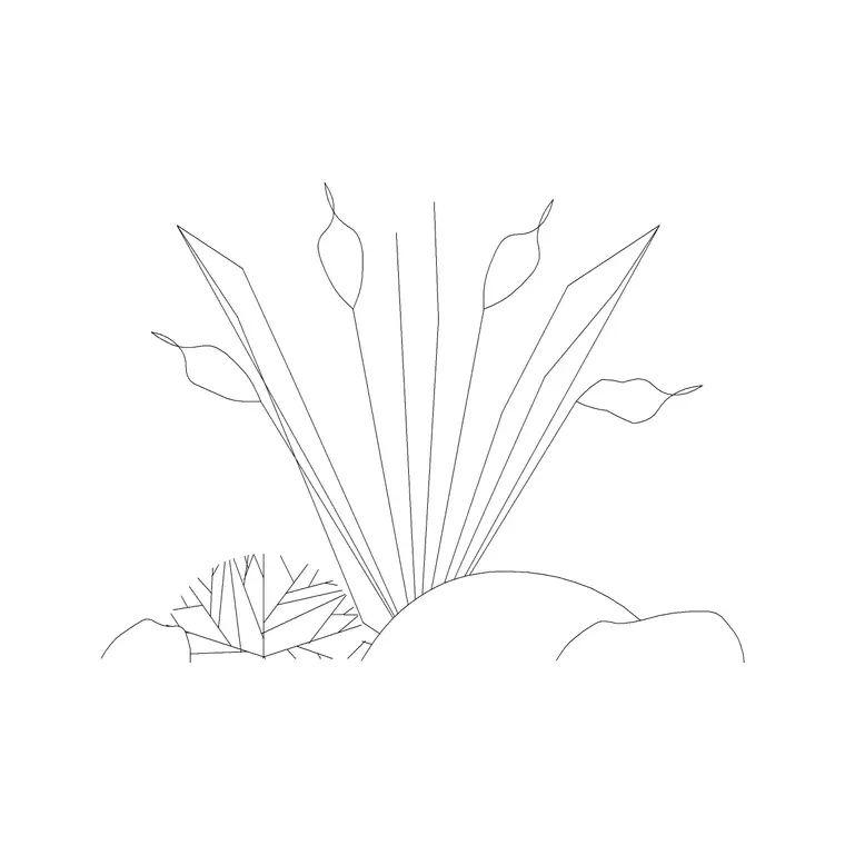 Shrubs Ele With Stone 3 DWG CAD block thumbnail — trees & plants drawing