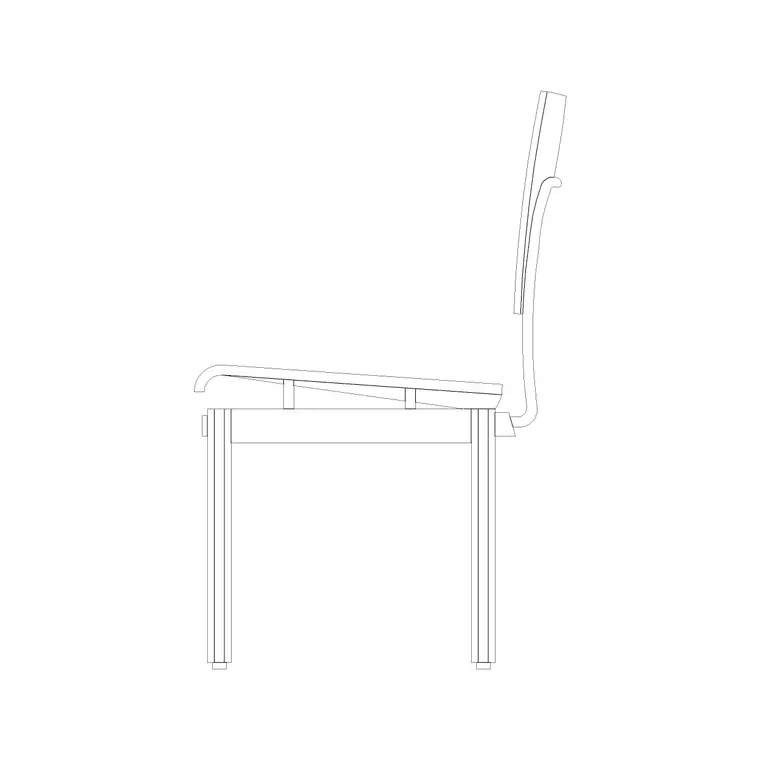 Side Elevation Chair Sqaure Back DWG CAD block thumbnail — furniture drawing
