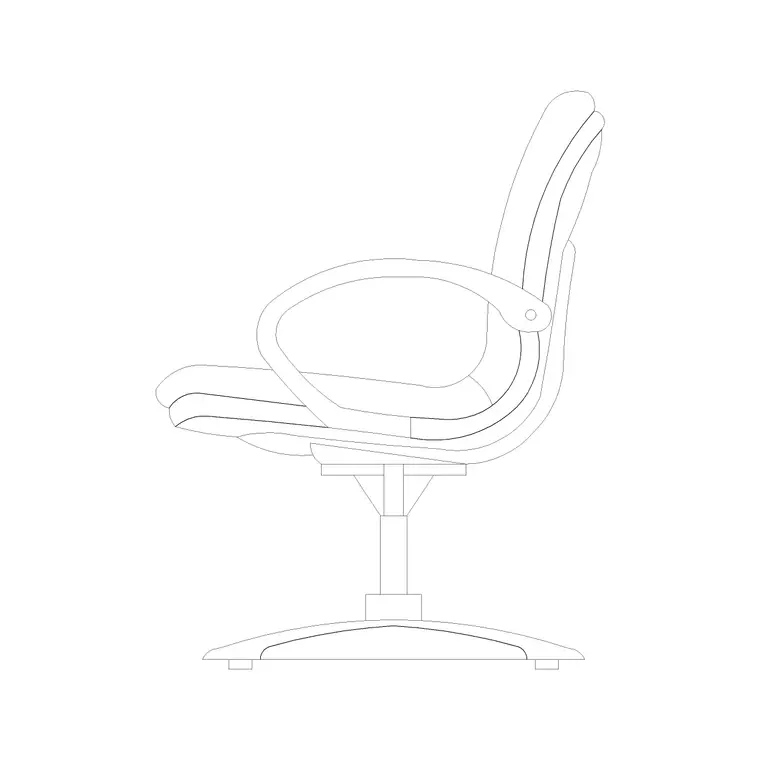 Side Elevation Manager Chair With Ms Base DWG CAD block thumbnail — furniture drawing