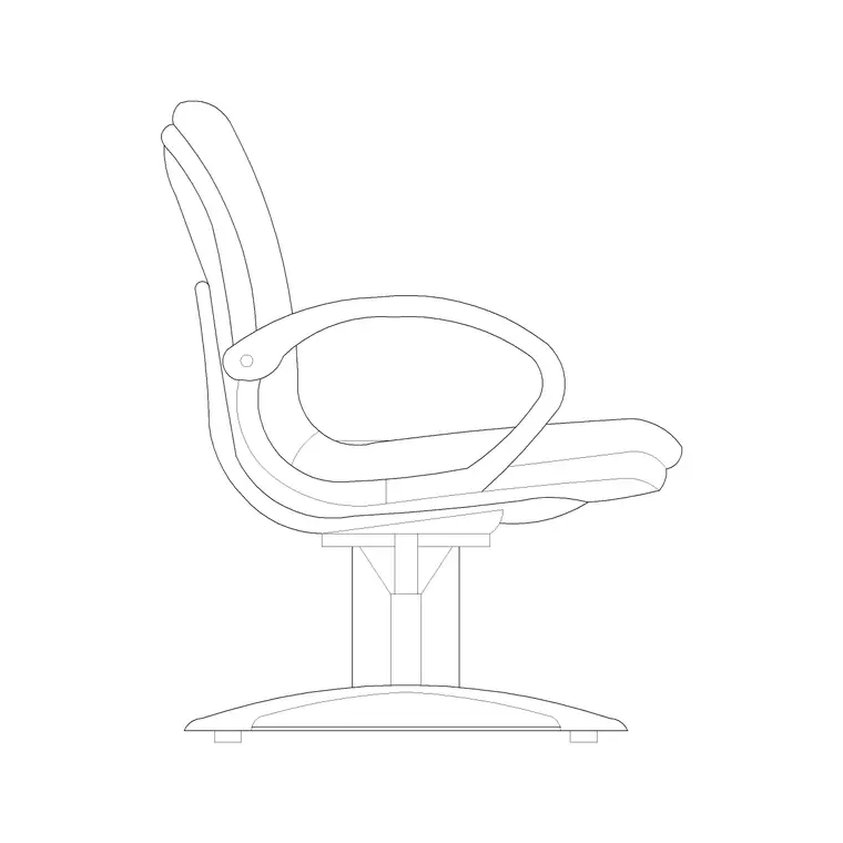 Side Elevation Manager Chair With Ms Round Base DWG CAD block thumbnail — furniture drawing