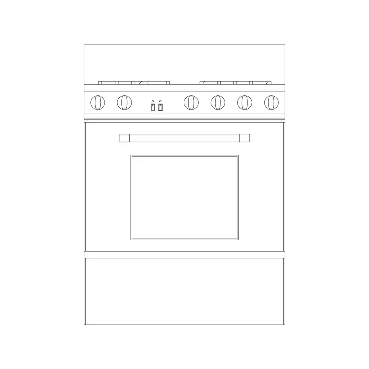 Single Overn With Burner 1 DWG CAD block thumbnail — kitchen drawing
