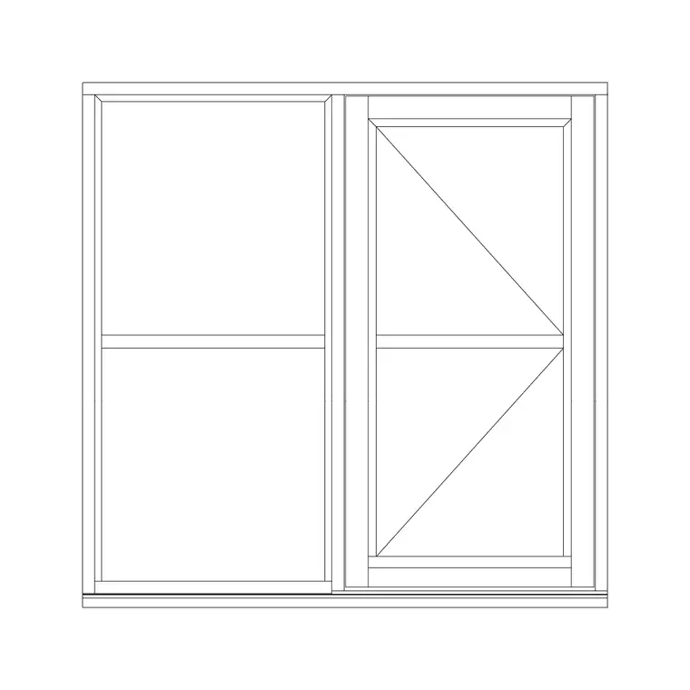 Single Shutter Openable Window With Fix Glass DWG CAD block thumbnail — windows drawing