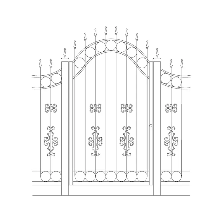 Single Swing Metal Gate DWG CAD block thumbnail — outdoor drawing