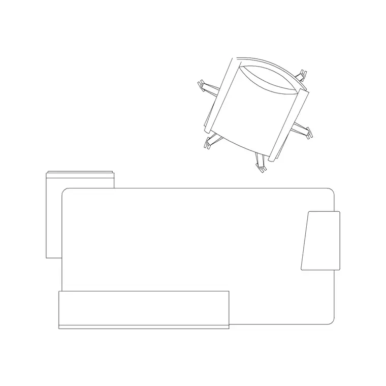 Single Table CAD block DWG — plan and elevation view