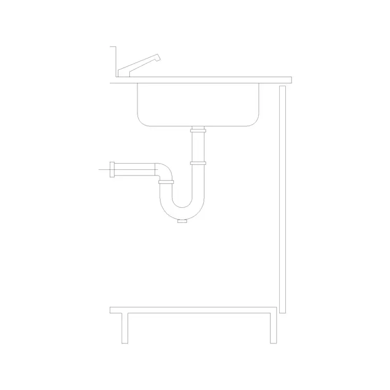 Sink Counter Section DWG CAD block thumbnail — sinks & faucets drawing