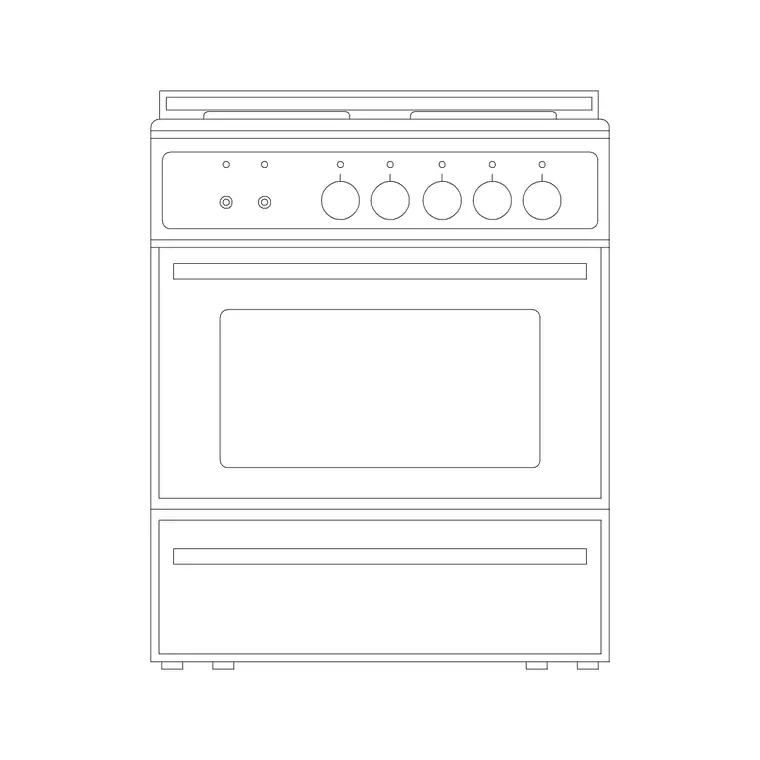 Small Burner Ele Old Style DWG CAD block thumbnail — kitchen drawing
