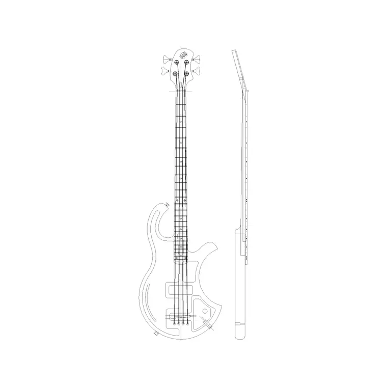 Small Electric Guitar DWG CAD block thumbnail — accessories drawing