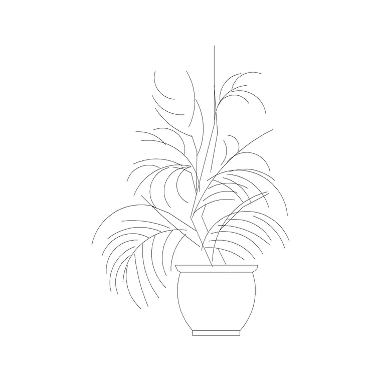 Small Potted Plant 20 DWG CAD block thumbnail — trees & plants drawing