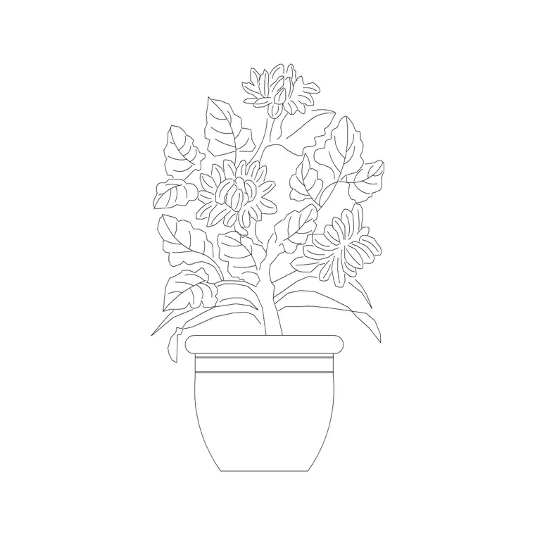 Small Potted Plant 26 DWG CAD block thumbnail — trees & plants drawing