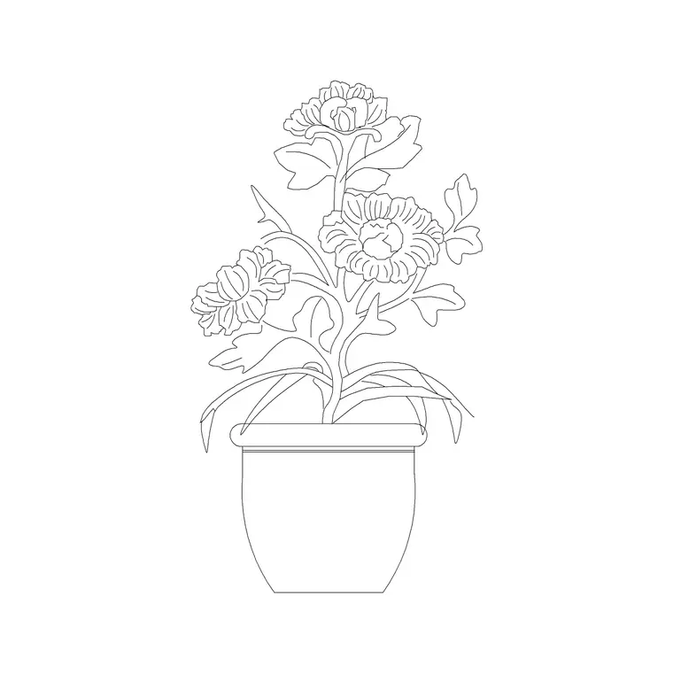Small Potted Plant 27 DWG CAD block thumbnail — trees & plants drawing