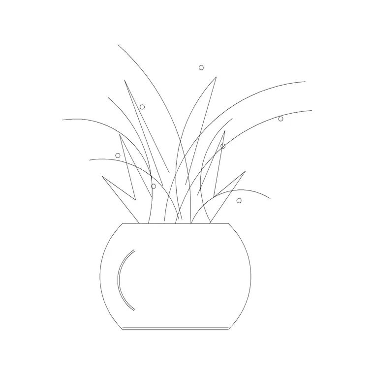 Small Potted Plant 8 DWG CAD block thumbnail — trees & plants drawing
