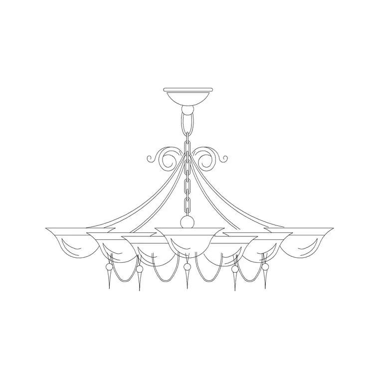 Small Suspended Chandelier Metal Type A DWG CAD block thumbnail — lighting drawing