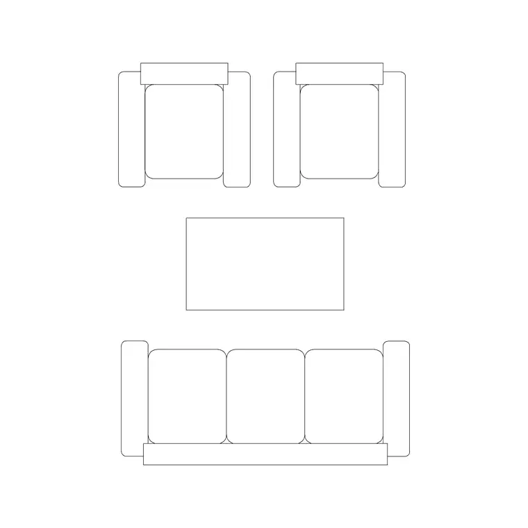 Sofa Set (2) DWG CAD block thumbnail — furniture drawing