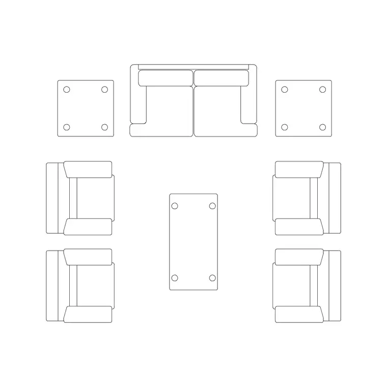 Sofa Set Plan 11 DWG CAD block thumbnail — furniture drawing
