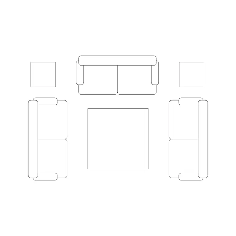 Sofa Set Plan 13 DWG CAD block thumbnail — furniture drawing