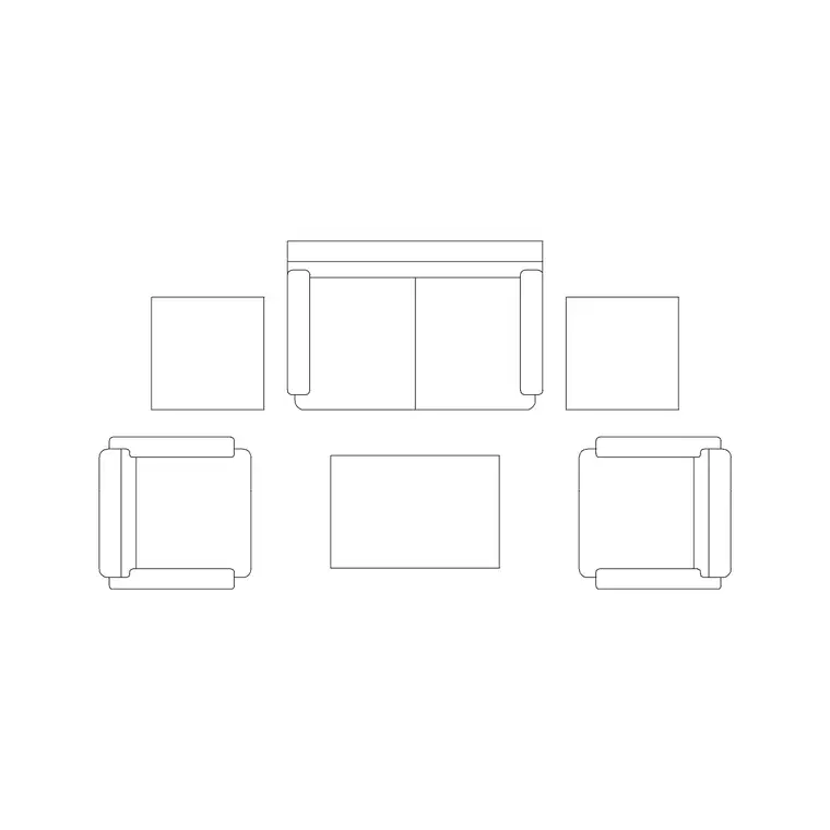 Sofa Set Plan 14 DWG CAD block thumbnail — furniture drawing