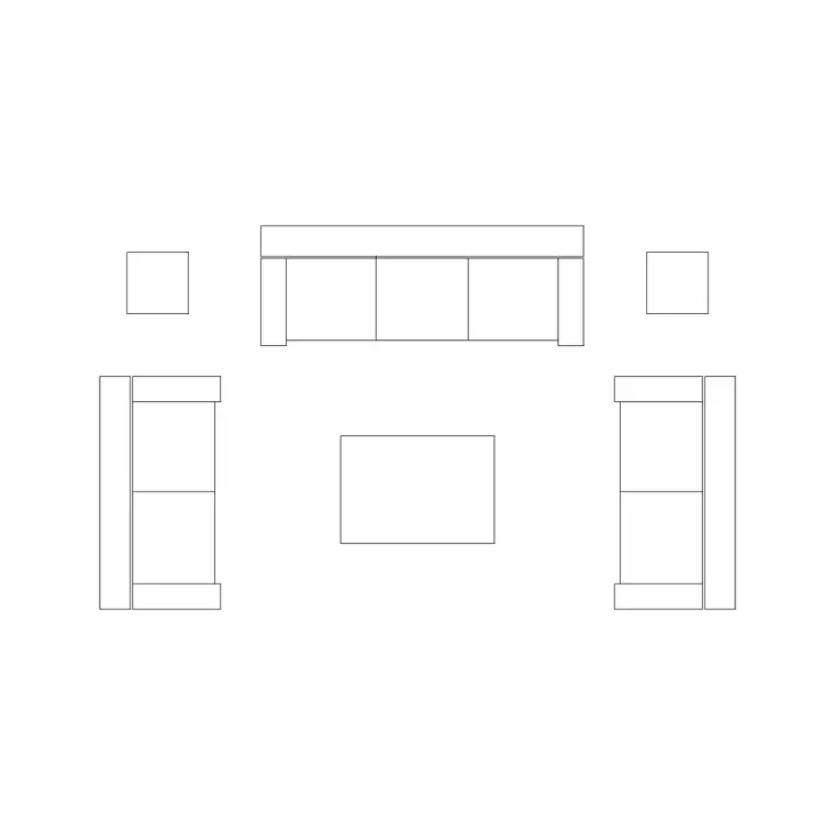 Sofa Set Plan 15 DWG CAD block thumbnail — furniture drawing