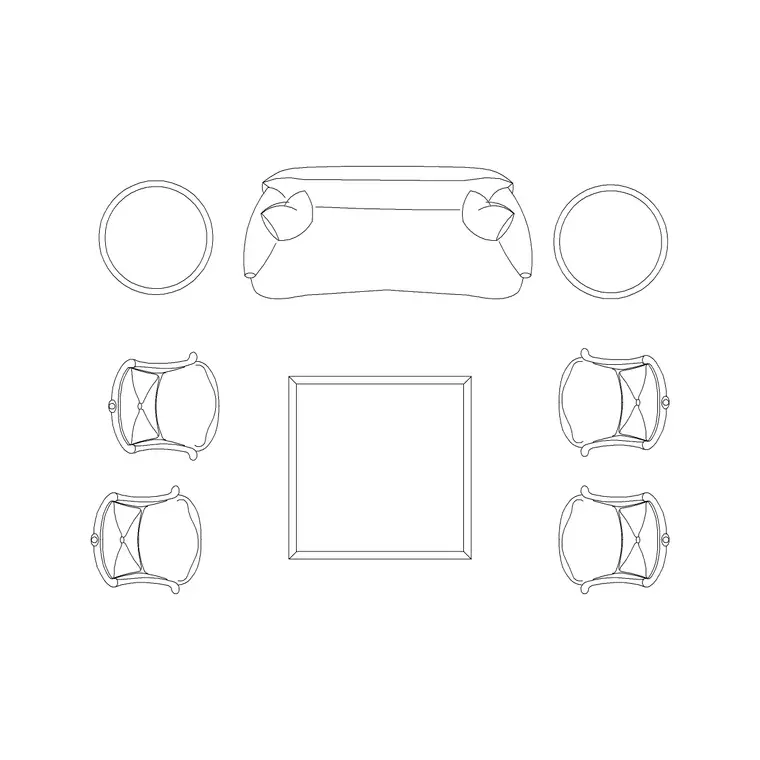 Sofa Set Plan 18 DWG CAD block thumbnail — furniture drawing