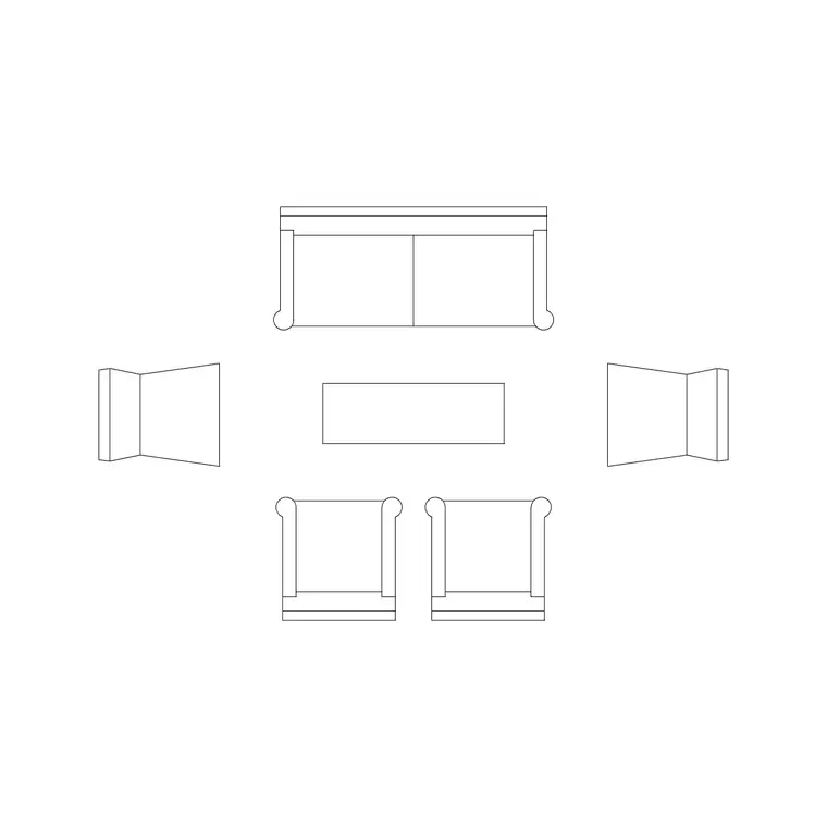 Sofa Set Plan 20 DWG CAD block thumbnail — furniture drawing