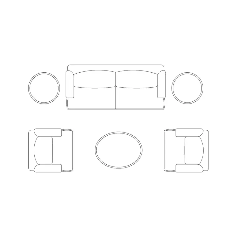 Sofa Set Plan 3 DWG CAD block thumbnail — furniture drawing