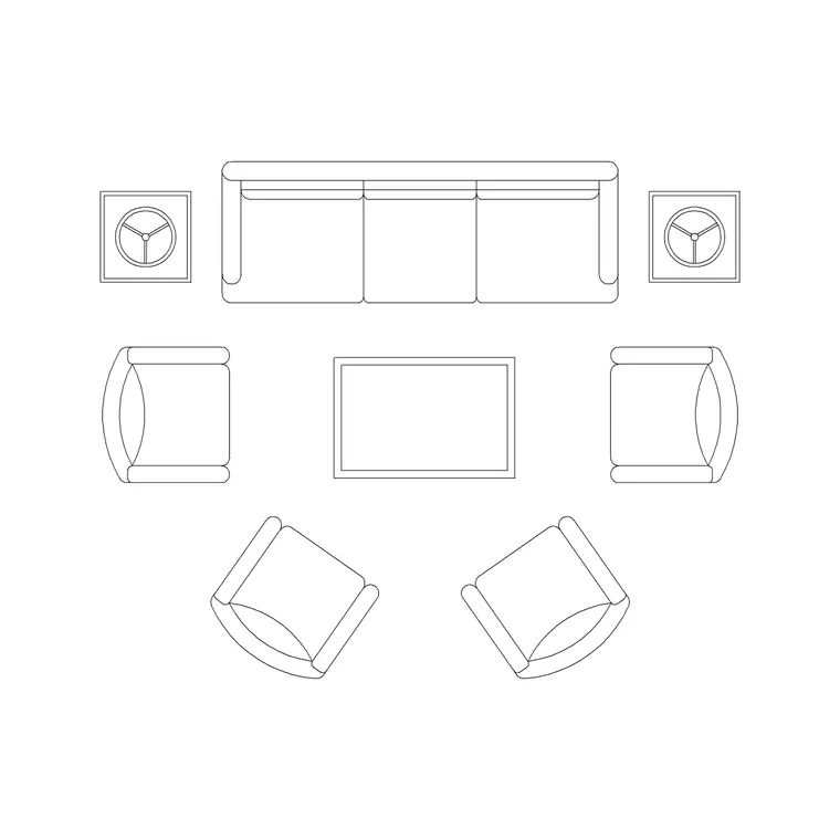 Sofa Set Plan 4 DWG CAD block thumbnail — furniture drawing