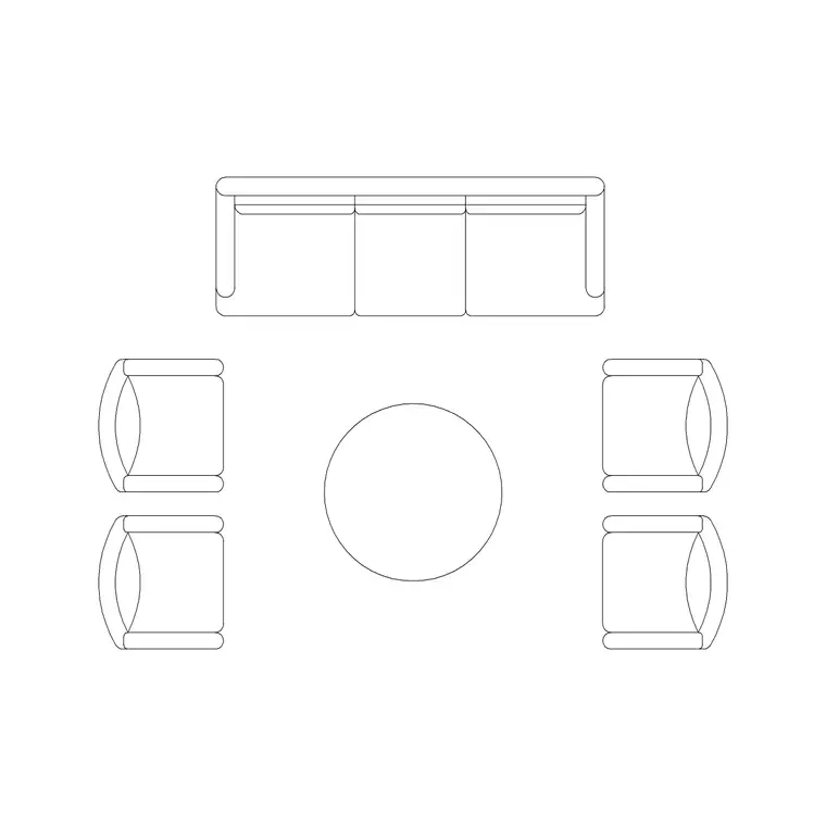 Sofa Set Plan 5 DWG CAD block thumbnail — furniture drawing