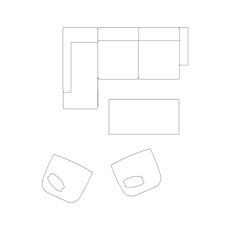 Sofa Set Plan 7 DWG CAD block thumbnail — furniture drawing