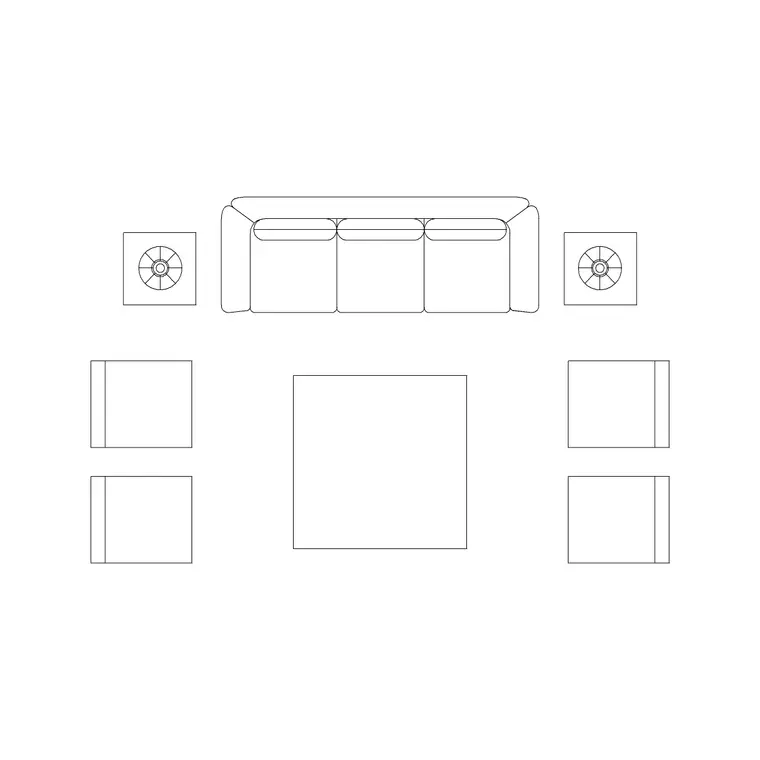 Sofa Set Plan 9 DWG CAD block thumbnail — furniture drawing
