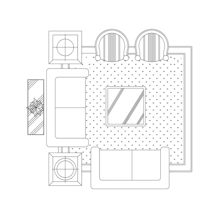 Sofa With Chair DWG CAD block thumbnail — furniture drawing